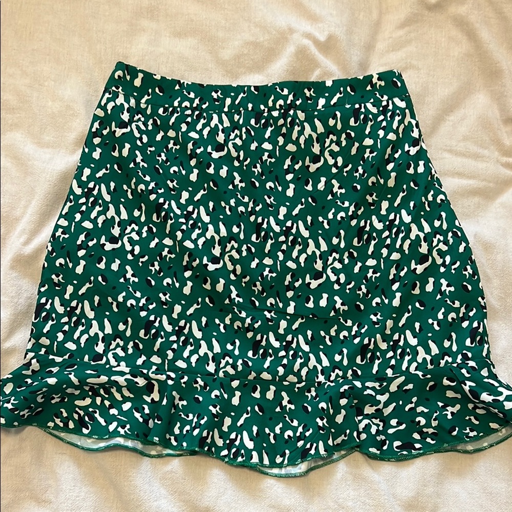 Superdown green print mini skirt